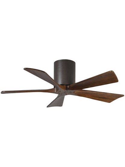 Irene 42 inch 5-Blade Flush-Mount Ceiling Fan with Solid Wood Blades in Textured Bronze.